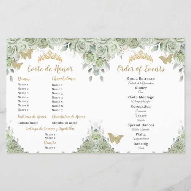 Orçamento Sage Green Floral Quinceañera XV (Verso)