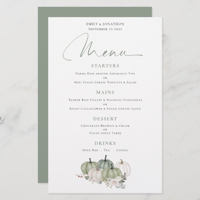 Orçamento Salsicha Pumpkins Queda Florais Menu Cas (Frente/Verso)