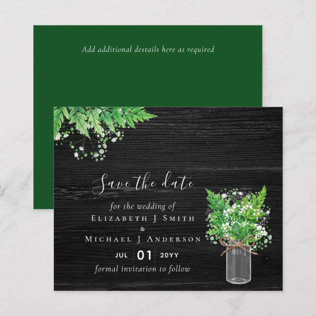 Orçamento Salva as Datas Casamento Greenery Ferns (Frente/Verso)