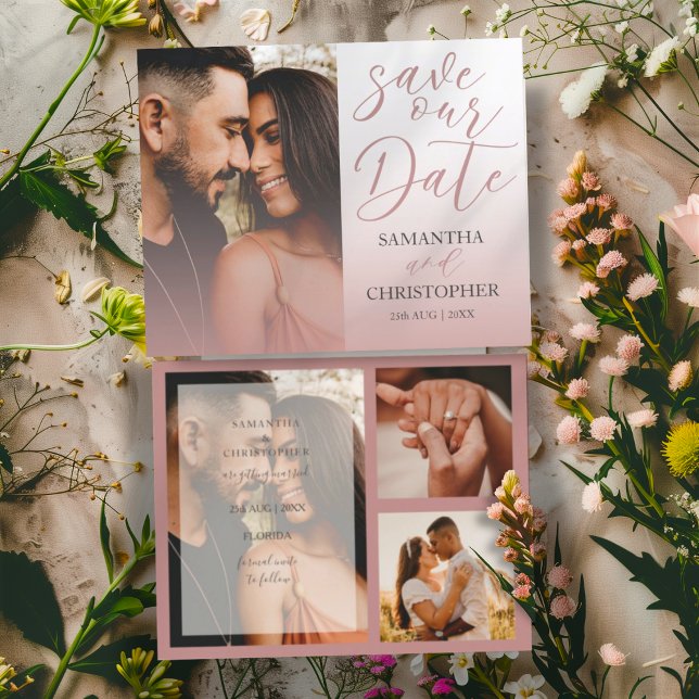 Orçamento Salve a Data Rosa Foto Casamento  (Criador carregado)