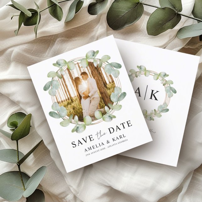 Orçamento Salve Data Sage Green Eucalyptus Wedding (Criador carregado)
