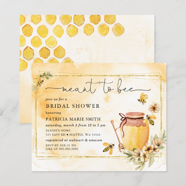 Orçamento Significa Chá de panela Floral De Abelha (Frente/Verso)