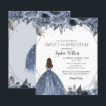 Orçamento Silver Dusty Blue Vestido Doce 16 Convit<br><div class="desc">Vestido Azul Pó Pó Floral Elegante Orçamento Vestido 16 Docinho Convite</div>