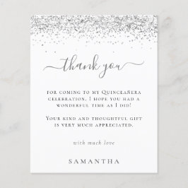 Orçamento Silver Glitter Foto Quinceanera Obrigado