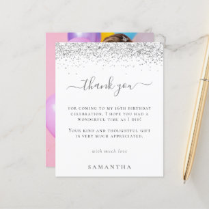 Orçamento Silver Glitter Foto Sweet 16 Obrigado