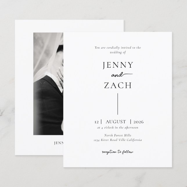 ORÇAMENTO Simples Cartão de Casamento com Foto Mod (Frente/Verso)