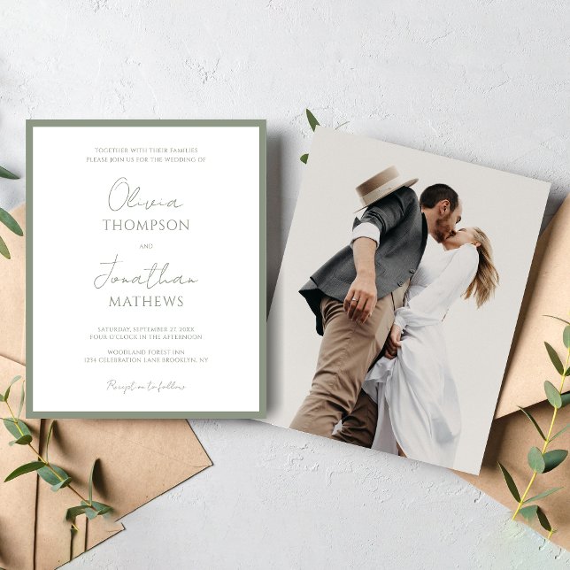 ORÇAMENTO Simples Casamento Foto Script Verde Sage (Criador carregado)