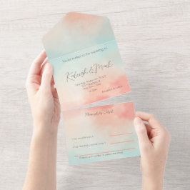 Orçamento Simples Pastel Peach & Turquoise Casamen