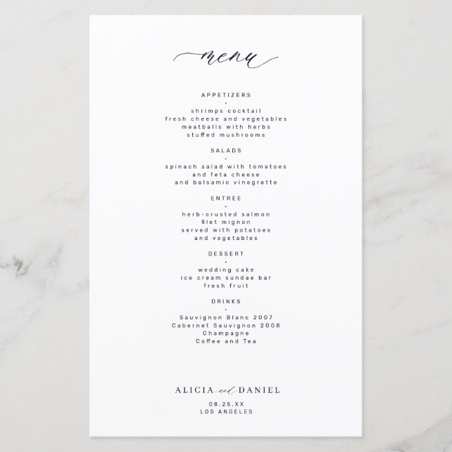 Orçamento simples tipografia casamento menu azul m (Frente)