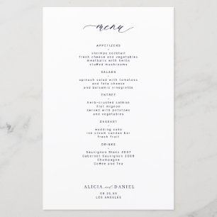 Orçamento simples tipografia casamento menu azul m