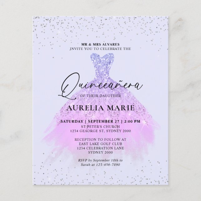 Orçamento Sparkle Lilac Princess Dress Quinceanera (Frente)