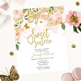 Orçamento Sweet 16 Borboleta Convite Blush Floral