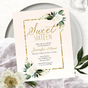 Orçamento Sweet 16 Convite Blush Branco Floral