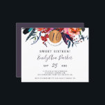 Orçamento Sweet 16 convite de aniversário floral<br><div class="desc">Moderno rustic boho 16º aniversário Sweet XVI BUDGET convite de festas com um script de tipografia de alta velocidade e vermelho burgundy marinho roxo indigo boêmico flores buquês borda e um círculo metálico redondo de ouro metálico de cobre LEIA ESTE BEFORE COMPRA! Este é um cartão de barato de orçamento...</div>