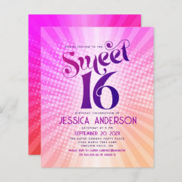 Orçamento Sweet 16 Convite Gradiente Rosa Laranja 