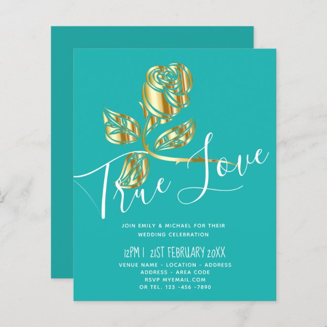 ORÇAMENTO Tendência Convite de Casamento Rosa Dour (Frente/Verso)