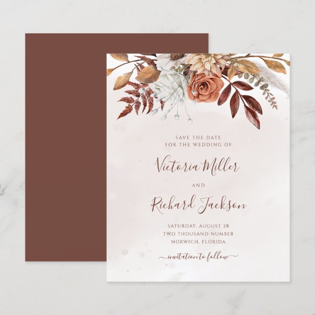 Orçamento Terracota Flores de Ferrugem Boho Folhag (Frente/Verso)