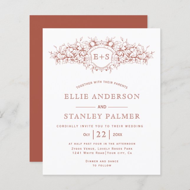 Orçamento Terracota heráldico casamento (Frente/Verso)