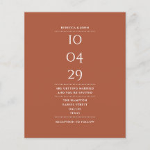 Orçamento Terracotta Data de Casamento Convite