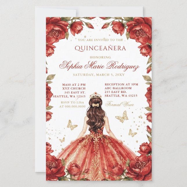 Orçamento Tiara Floral Princesa Dourada Vermelha Q (Frente)