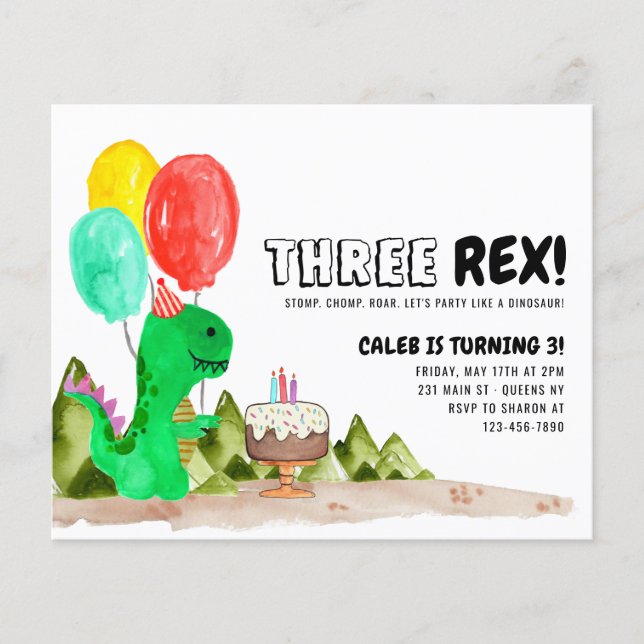 Orçamento Três Balões Rex Dinossauro aniversário d (Frente)