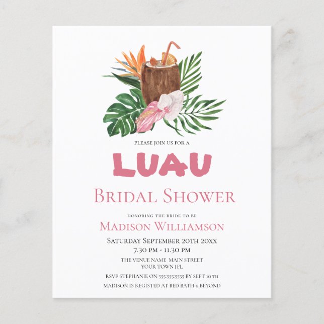 Orçamento Tropical Cocktail Luau Chá de Noiva (Frente)