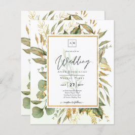 Orçamento Tudo em 1 Greenery Dourado deixa casamen