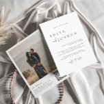 Orçamento Tudo em Um Código QR Um Casamento Fotogr<br><div class="desc">Apresentando nossos convites elegantes de casamento de fotos de código QR preto e branco. A frente do cartão apresenta um fundo branco limpo, permitindo que o texto do convite para o casamento fique no centro do palco. Escrito na tipografia serif clássica com um toque de caligrafia por na moda, o...</div>