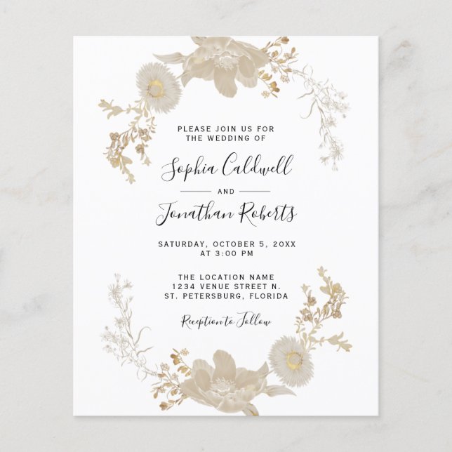 Orçamento Tudo em Um Convite de casamento Floral d (Frente)