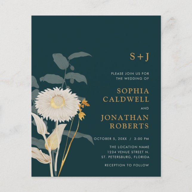 Orçamento Tudo em Um Convite de casamento Floral M (Frente)
