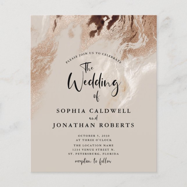 Orçamento Tudo em Um Convite de casamento Marble A (Frente)