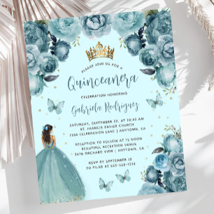 Orçamento Turquesa Floral Princesa Quinceañera