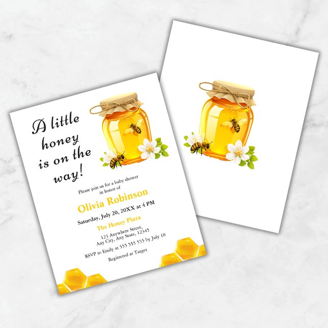 Orçamento Um Pequeno Convite Para Chá de fraldas D (Budget A Little Honey is on the Way Bee Baby Shower Invitation  )