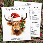 Orçamento Vaca Highland 2025 Calendário Feliz Nata<br><div class="desc">Celebre o feriado com nosso charmoso cartão de Natal de Vaca Highland! Esta carta lisa adorável mostra uma ilustração encantadora de uma vaca em terra alta vestindo um chapéu animado de Papai Noel, trazendo um toque de brincadeira para seus Cartões de natal. Perfeito para aqueles que apreciam uma mistura de...</div>