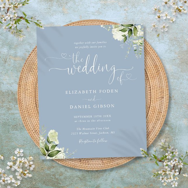 Orçamento Verde Dusty Blue Weding Convite (Budget Greenery Dusty Blue Wedding Invitation)