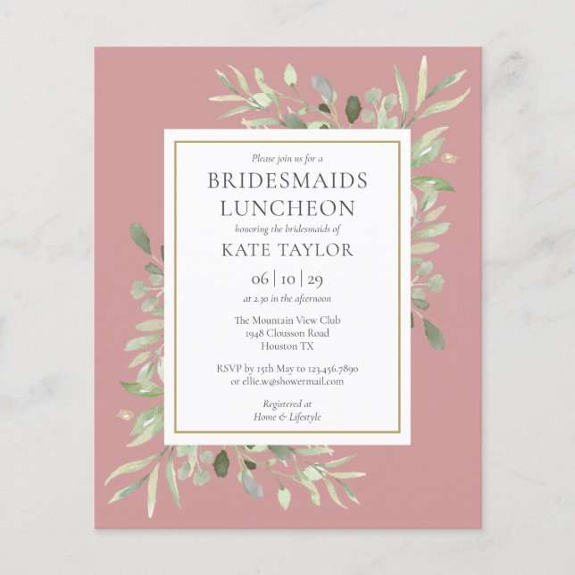 Orçamento Verde Rosa Bridesmaids Almofadas Convida (Frente)