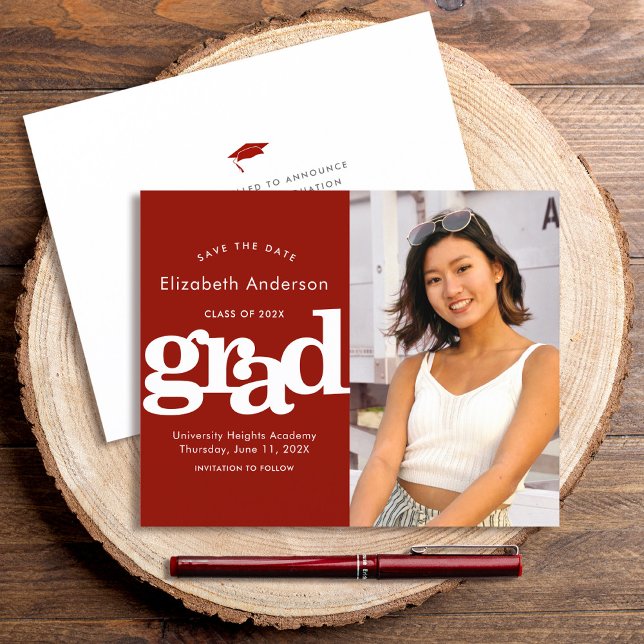 Orçamento Vermelho Foto Salvar Data Convite de For (Criador carregado)