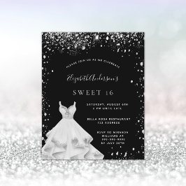 Orçamento Vestido de Sweet 16 preto com glitter de