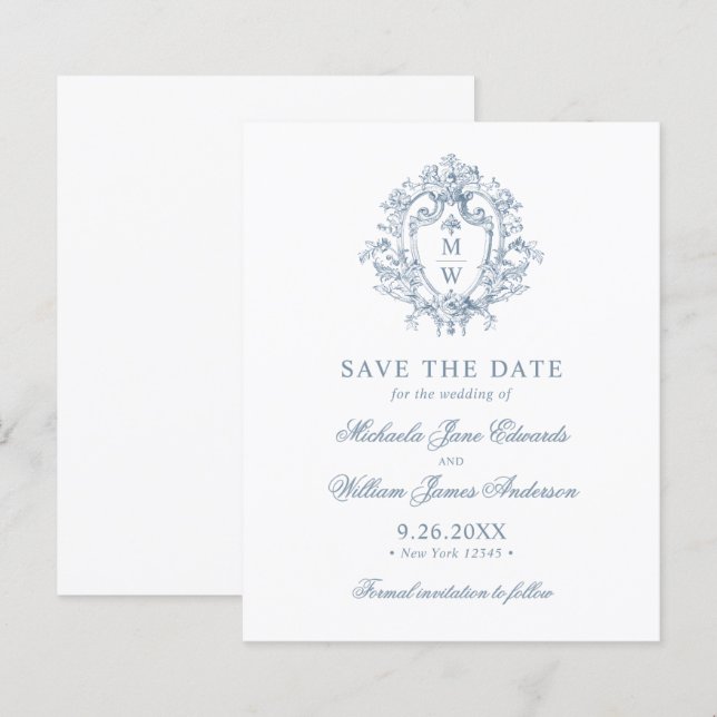 Orçamento Vintage Regência Crest Casamento Salvar  (Frente/Verso)