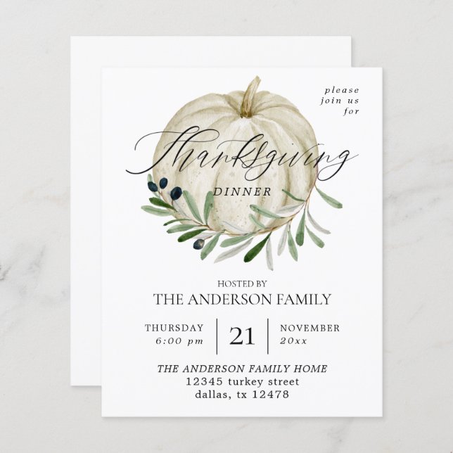 Orçamento White Pumpkin Ação de Graças (Frente/Verso)