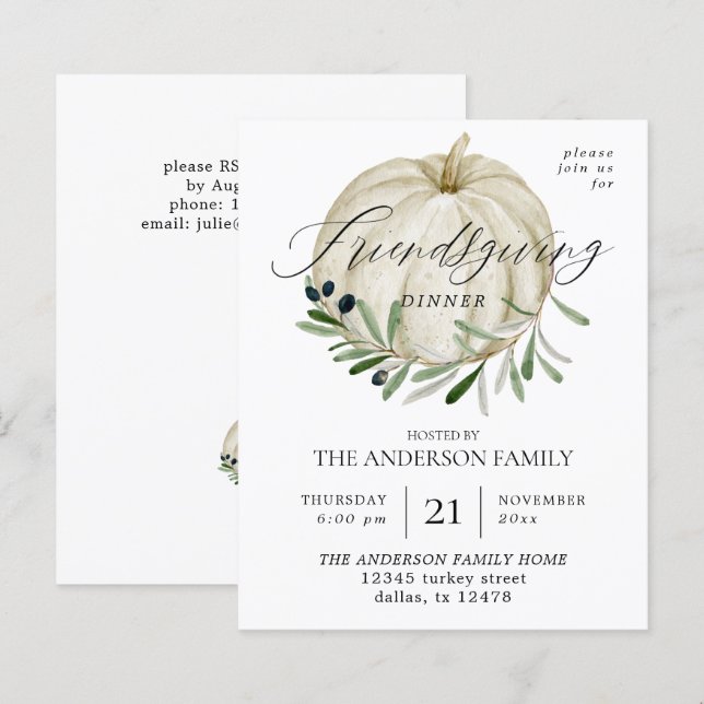 Orçamento White Pumpkin Amizade (Frente/Verso)