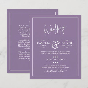 Orçamento Wisteria Roxo Casamento Simples Monocrom