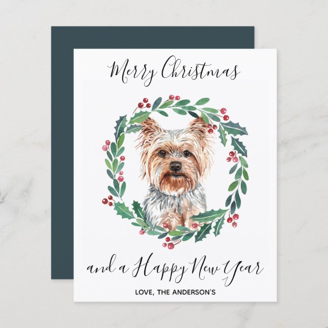 Orçamento Yorkshire Terrier Dog Merry Christmas Ca (Frente/Verso)