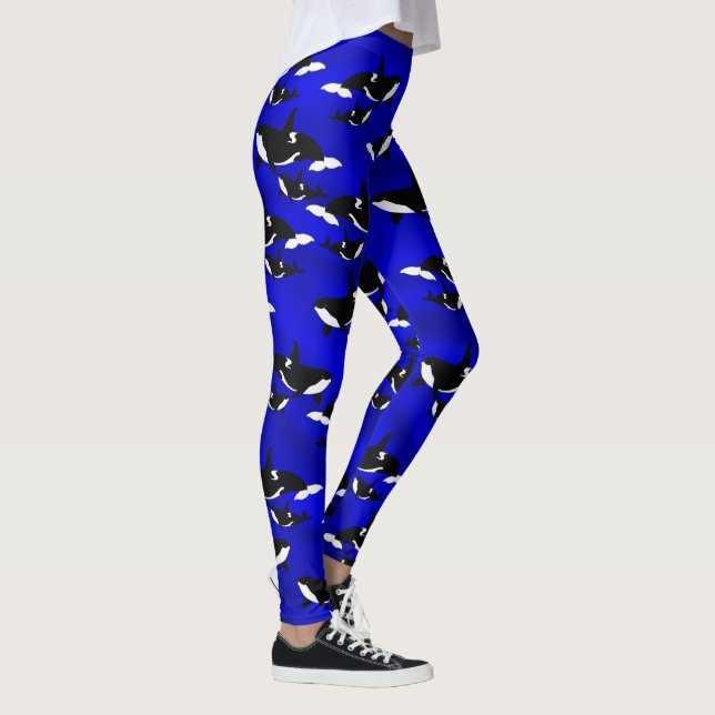 Orcas sobre o Royal Blue - Leggings (Direita)
