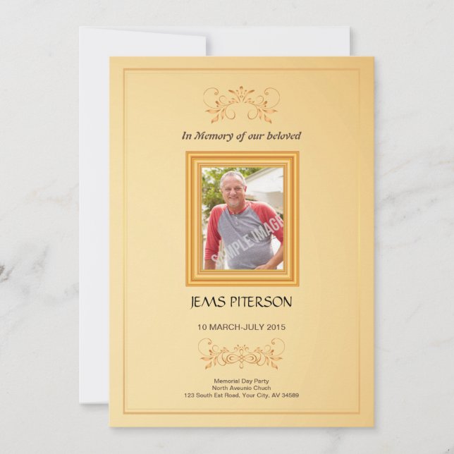 Ordem de serviço Funeral Cartão do Programa (Frente)