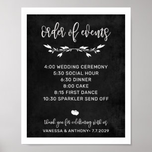 Ordem dos eventos Chalk, sinal de casamento poster