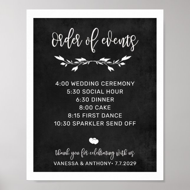 Ordem dos eventos Chalk, sinal de casamento poster (Frente)