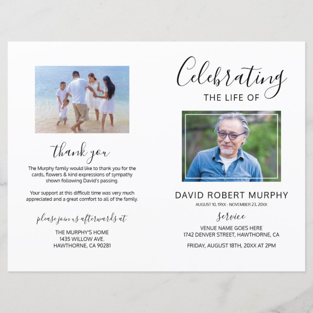 Ordem Funeral de Serviço | Programa Memorial de Fo (Frente)