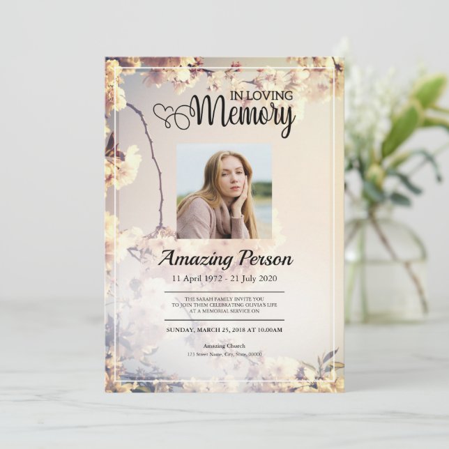 Ordem Funeral Flor de Serviço Convite (Em pé/Frente)