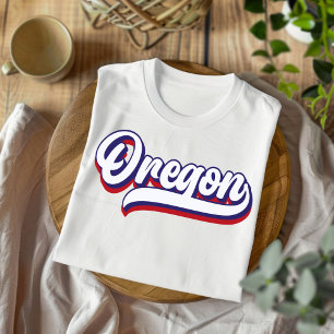 Oregon Red White e Blue Vintage Script T-Shirt